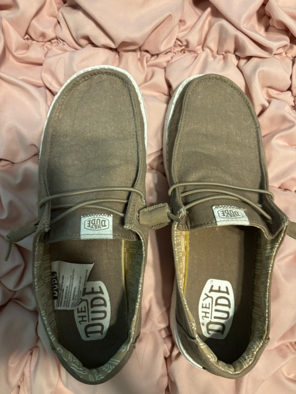 Hey Dude Women’s Tan Canvas Slip-On Loafers